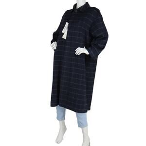 New KBF Wool Blend Checkered One Size Coat Jacket